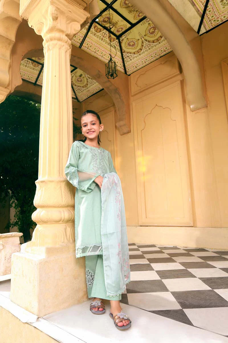 Sage Green Ally's Jacquard Cotton Girls Suit