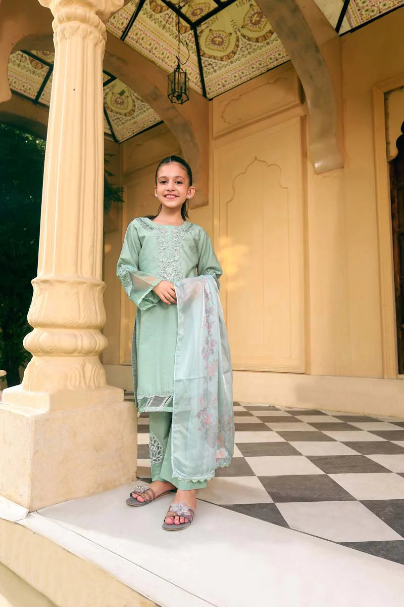 Sage Green Ally's Jacquard Cotton Girls Suit