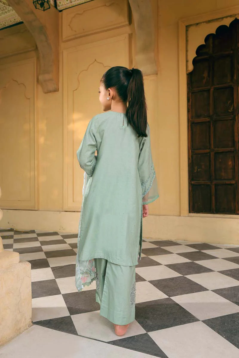 Sage Green Ally's Jacquard Cotton Girls Suit