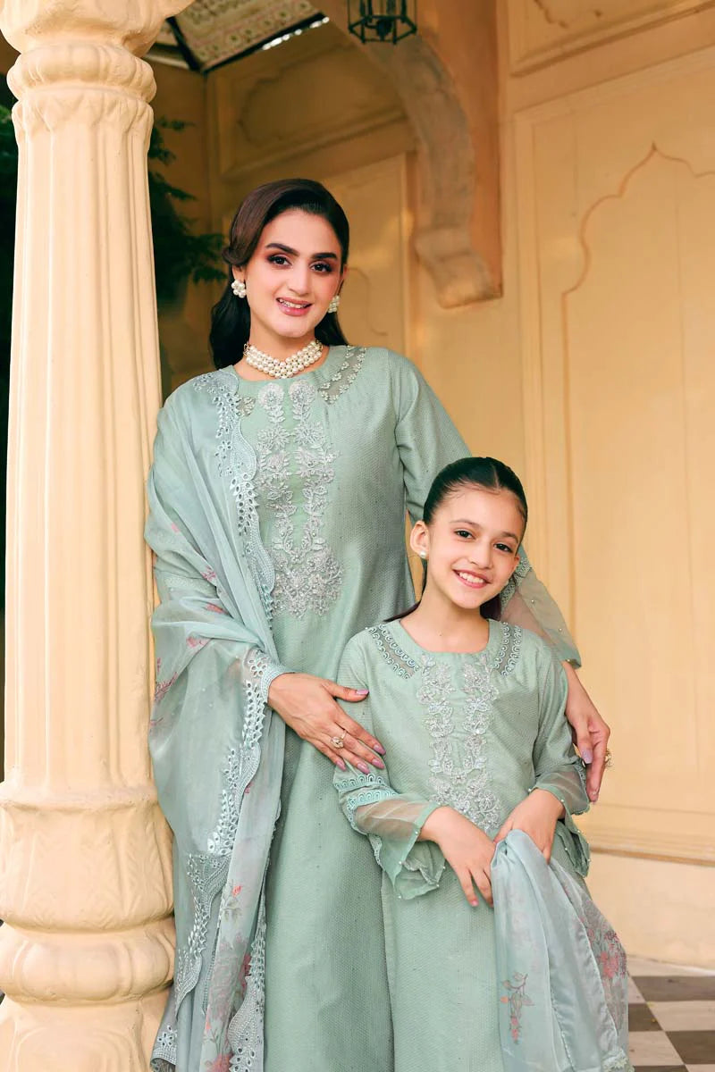 Sage Green Ally's Jacquard Cotton Girls Suit