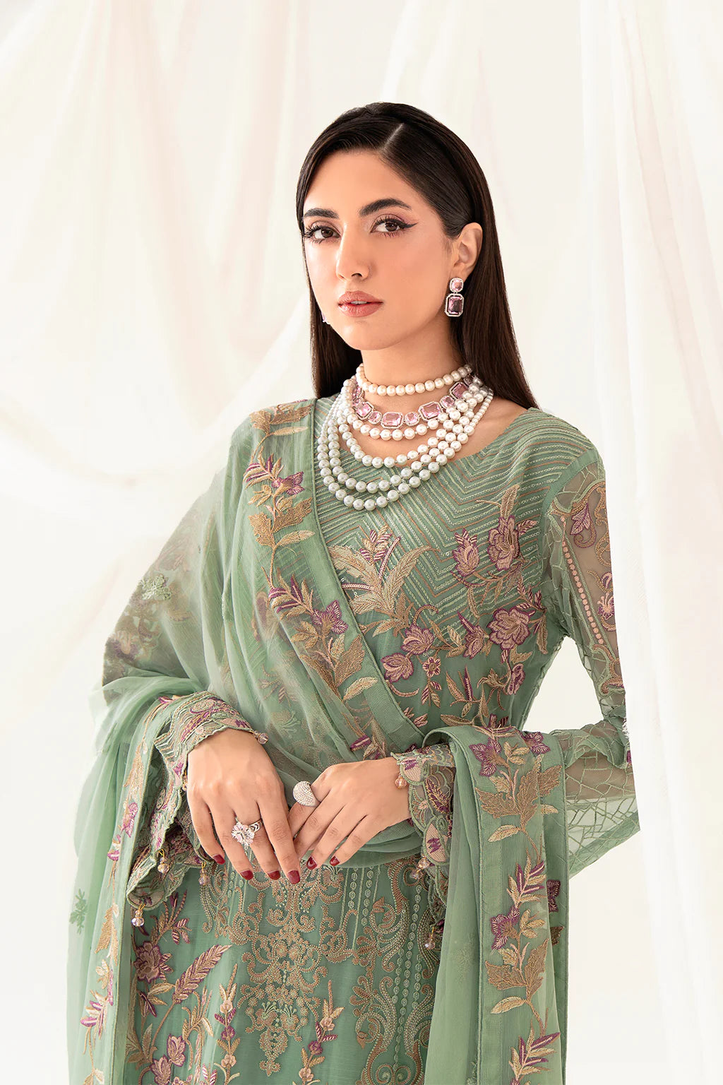 Sage Green Rangoon by Ramsha Chiffon Ladies Suit