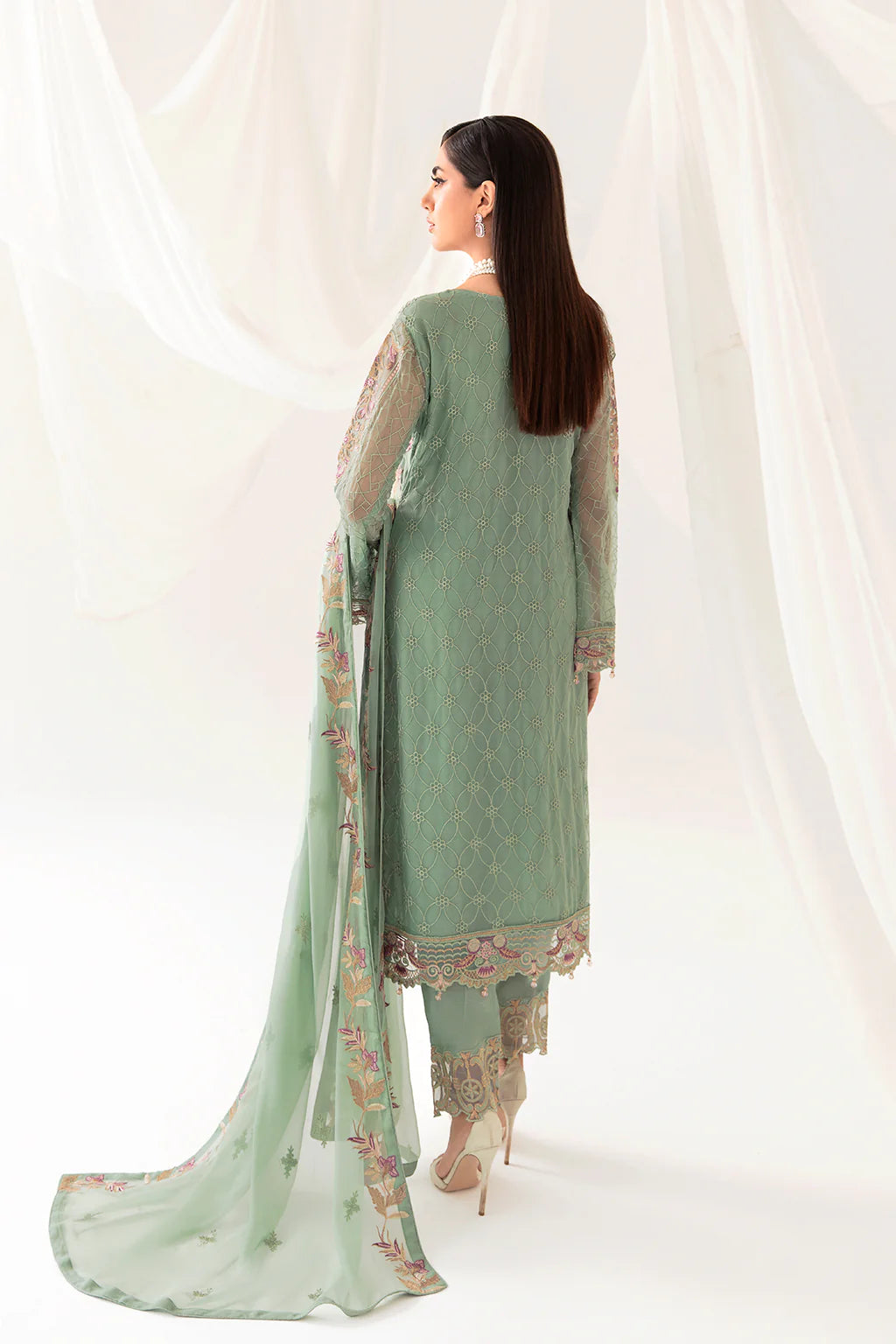 Sage Green Rangoon by Ramsha Chiffon Ladies Suit