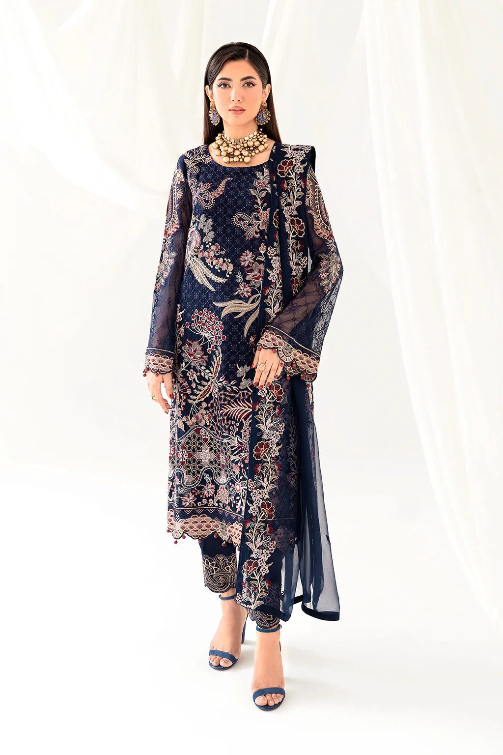 Navy Blue Rangoon by Ramsha Chiffon Ladies Suit