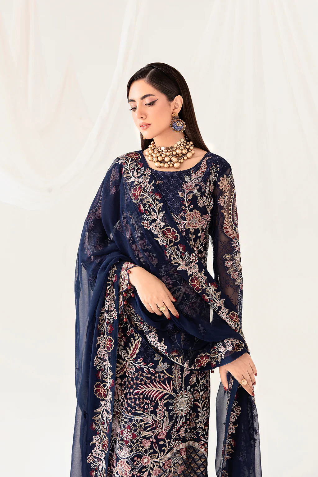 Navy Blue Rangoon by Ramsha Chiffon Ladies Suit