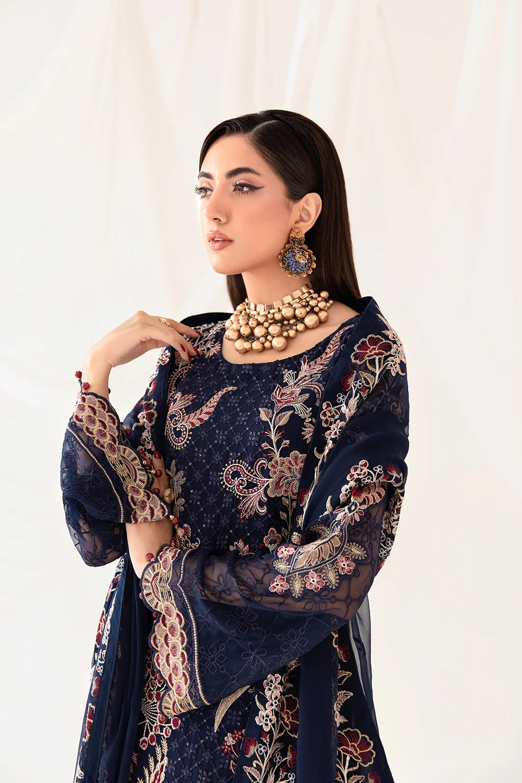 Navy Blue Rangoon by Ramsha Chiffon Ladies Suit