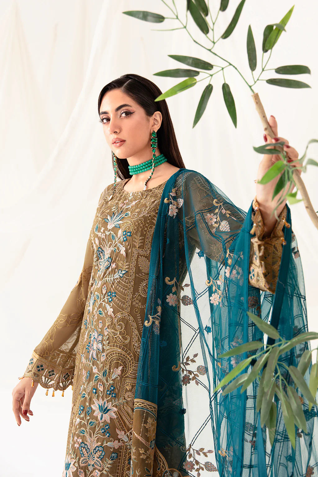 Golden Brown Rangoon by Ramsha Chiffon Ladies Suit