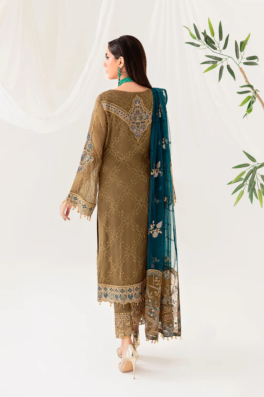 Golden Brown Rangoon by Ramsha Chiffon Ladies Suit