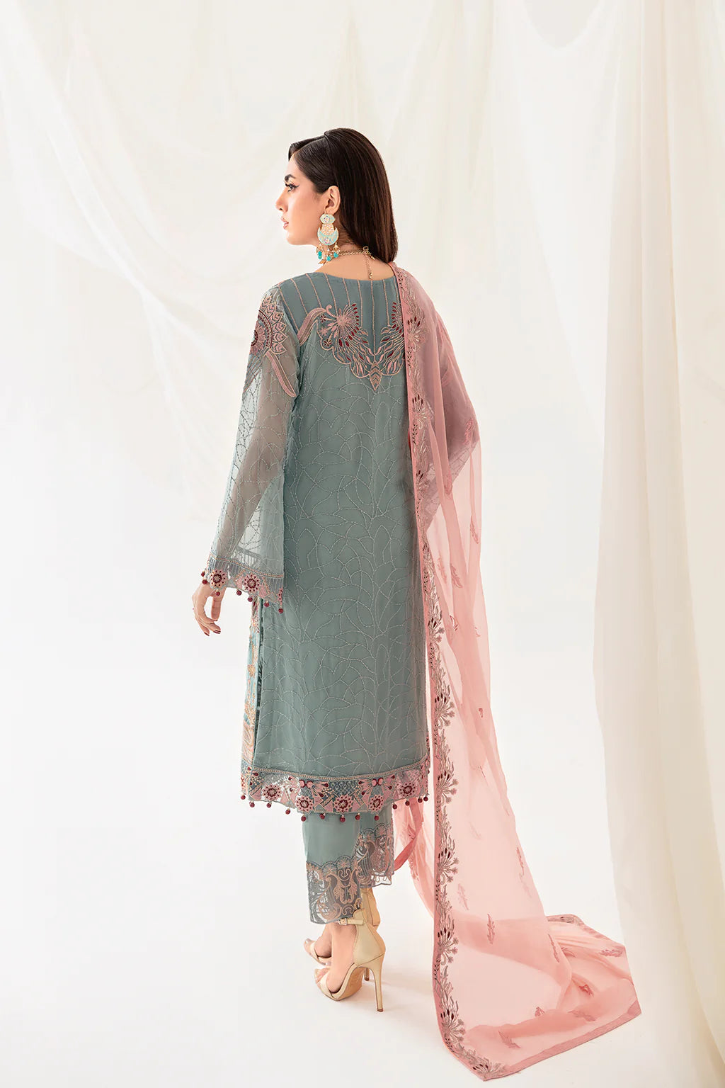 Teal Blue Rangoon by Ramsha Chiffon Ladies Suit