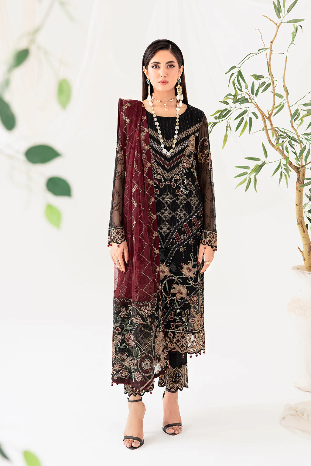 Black Rangoon by Ramsha Chiffon Ladies Suit