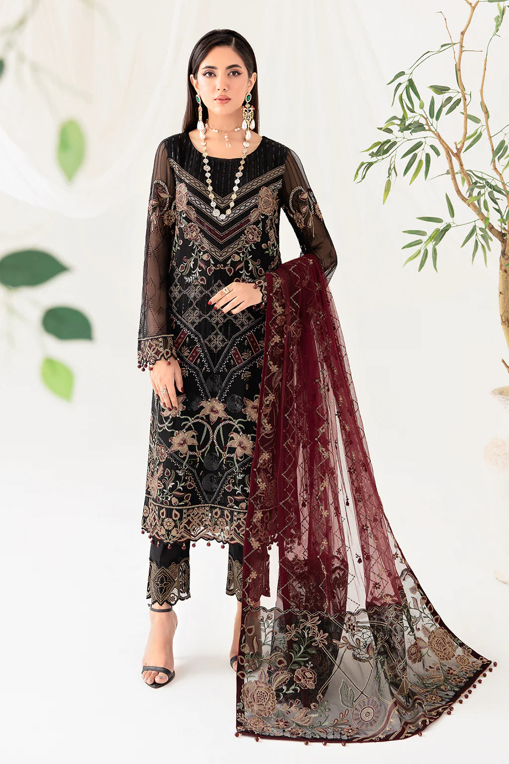 Black Rangoon by Ramsha Chiffon Ladies Suit