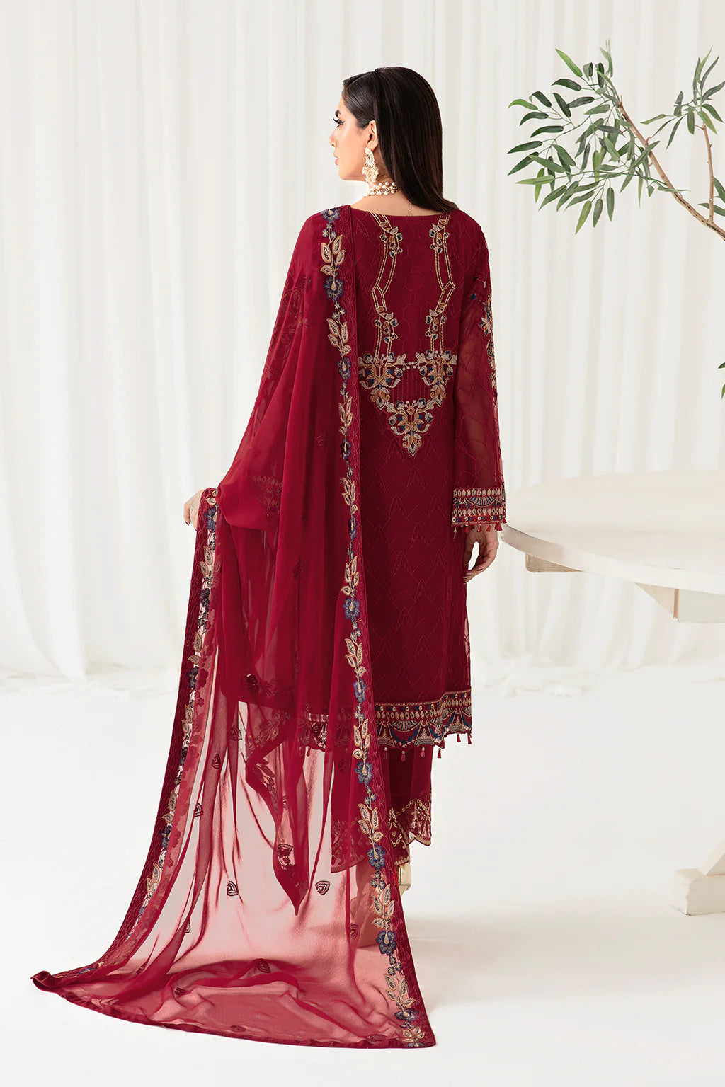 Red Rangoon by Ramsha Chiffon Ladies Suit