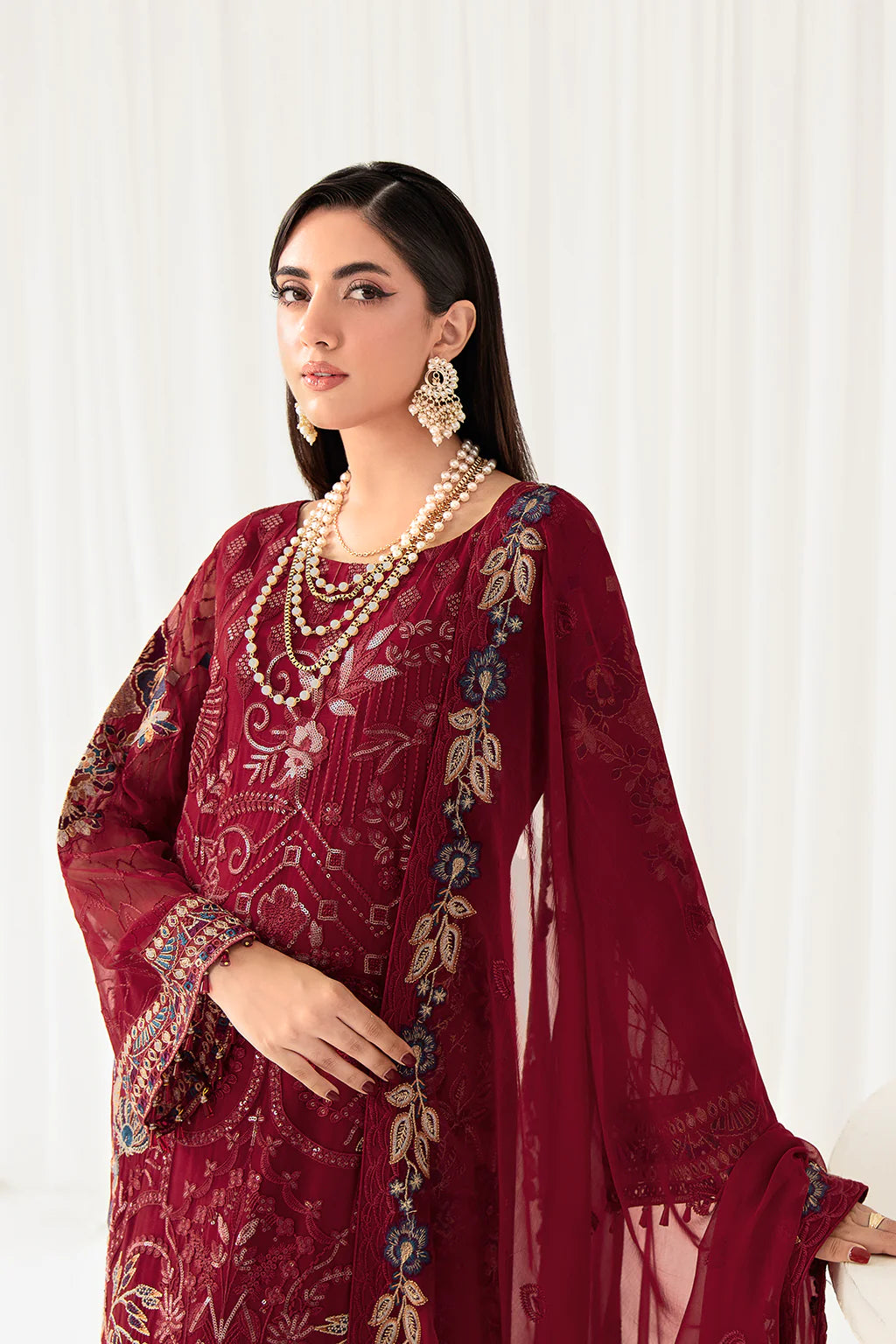 Red Rangoon by Ramsha Chiffon Ladies Suit