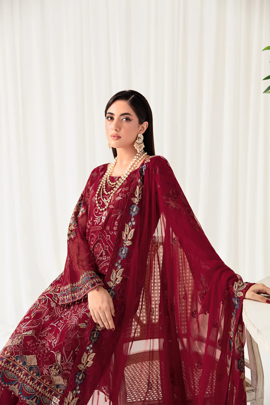 Red Rangoon by Ramsha Chiffon Ladies Suit