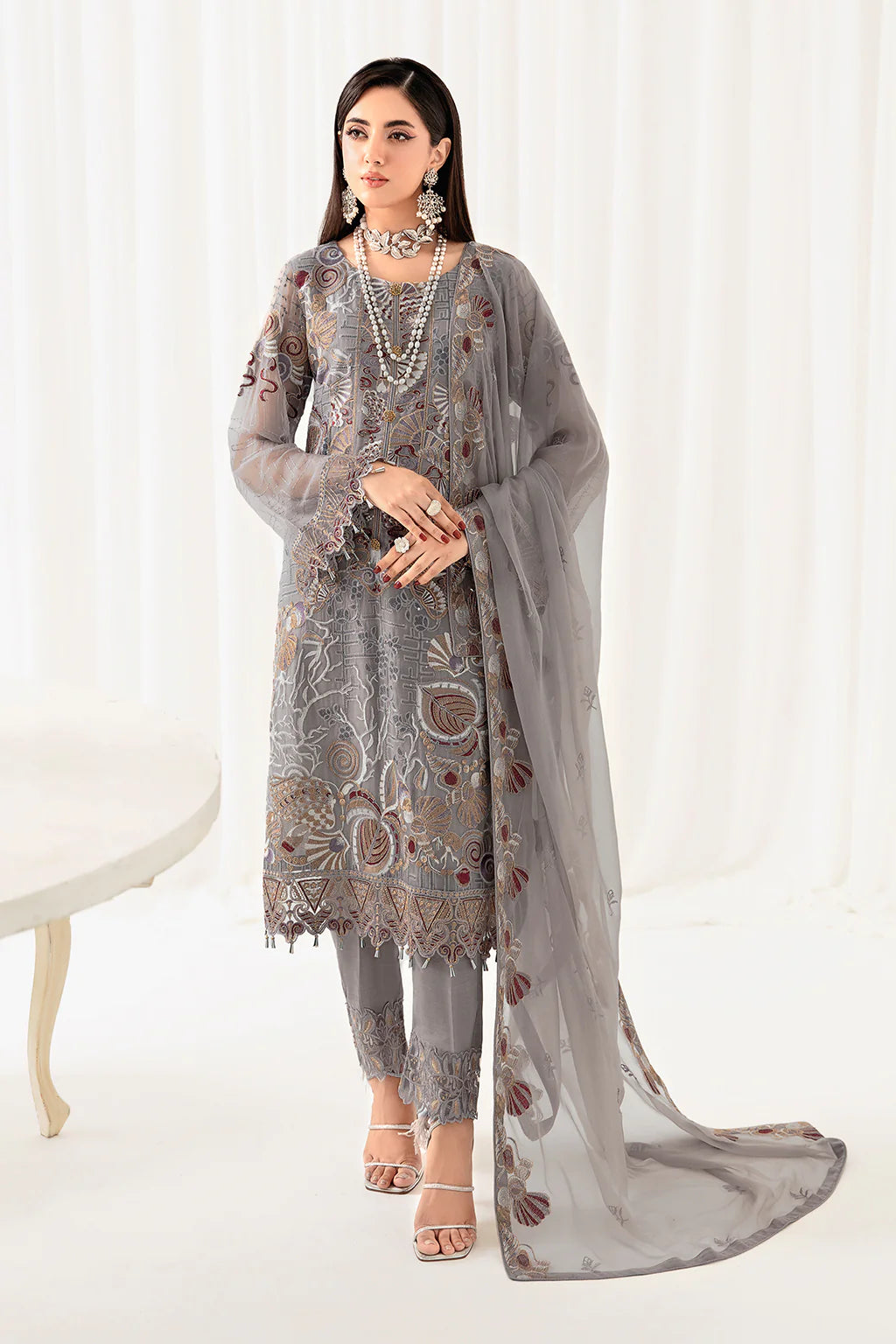 Grey Rangoon by Ramsha Chiffon Ladies Suit