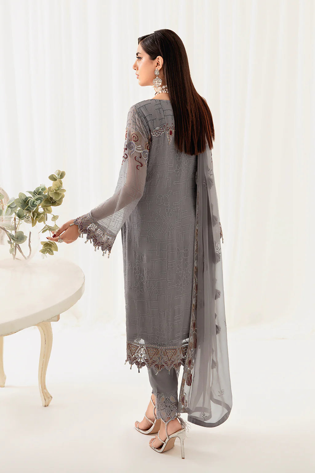 Grey Rangoon by Ramsha Chiffon Ladies Suit