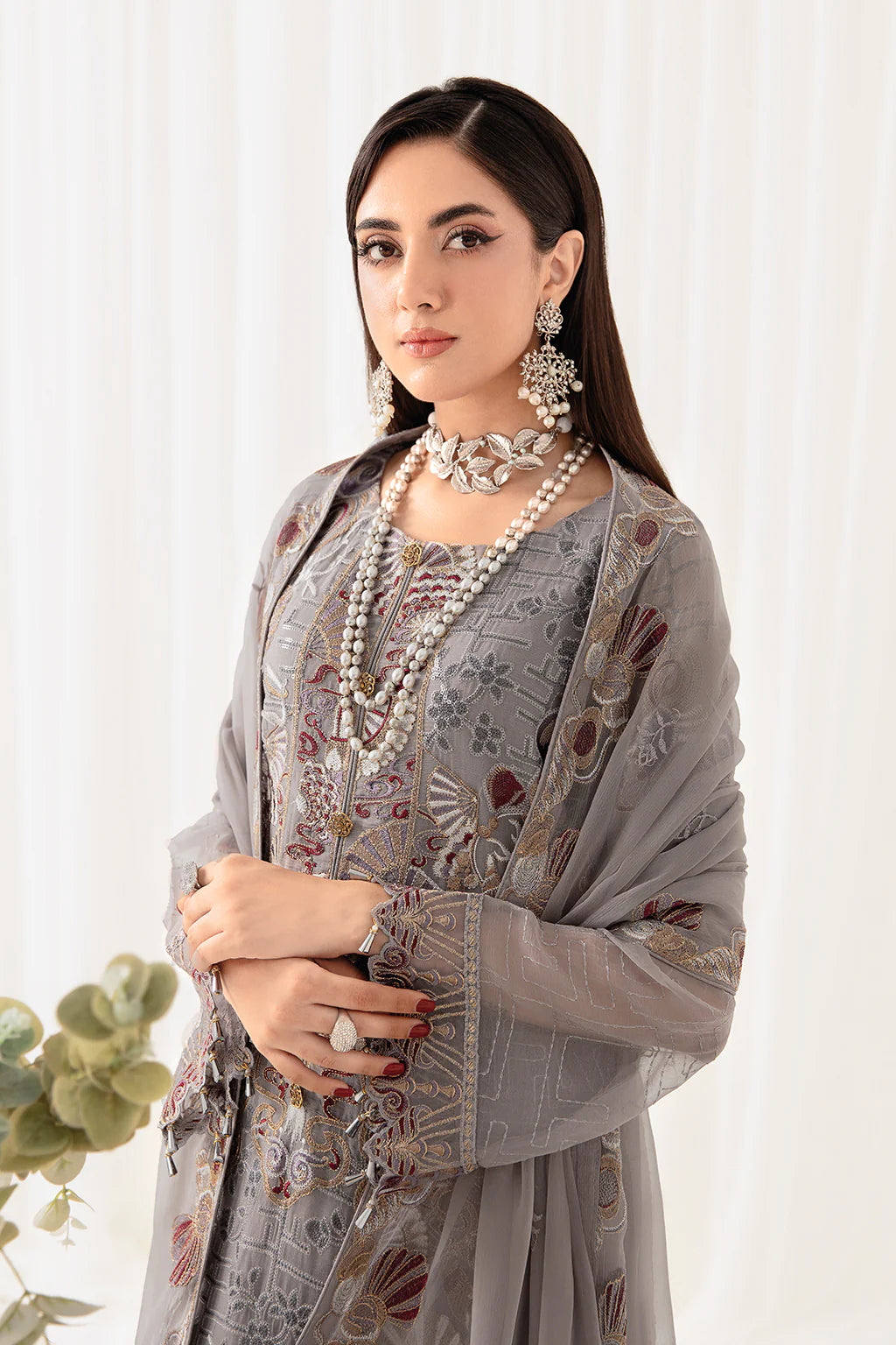 Grey Rangoon by Ramsha Chiffon Ladies Suit