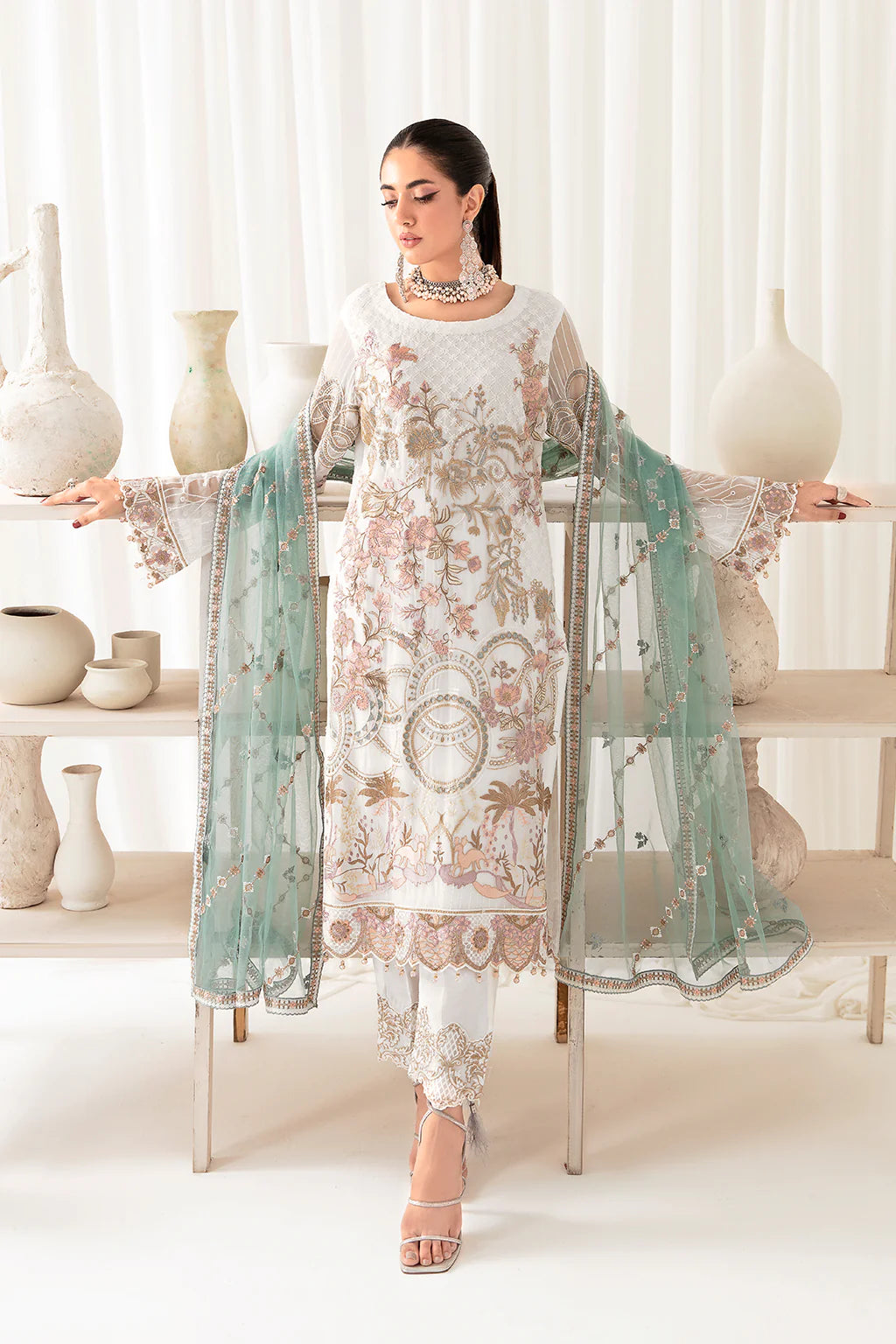 White Rangoon by Ramsha Chiffon Ladies Suit