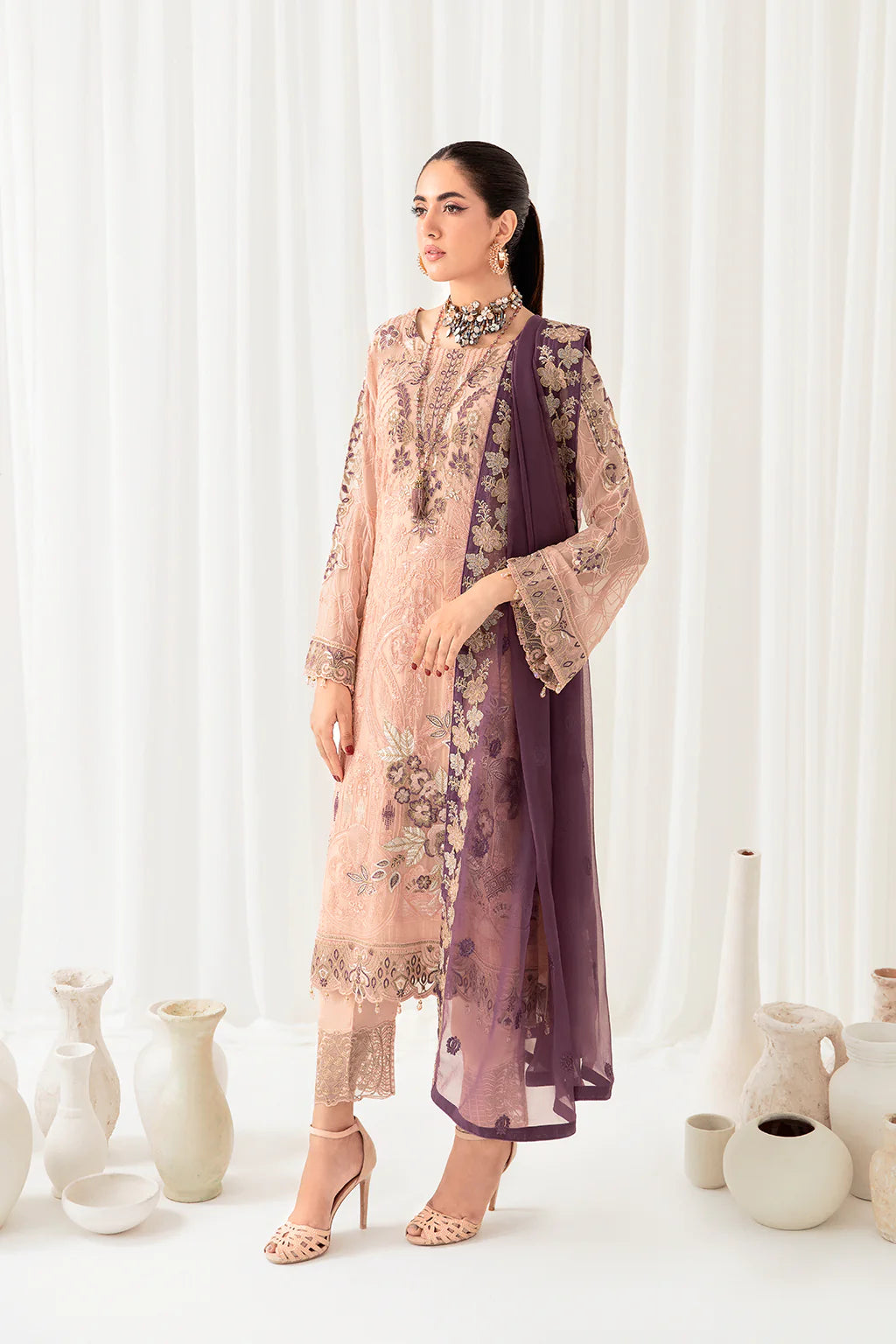 Pink Rangoon by Ramsha Chiffon Ladies Suit