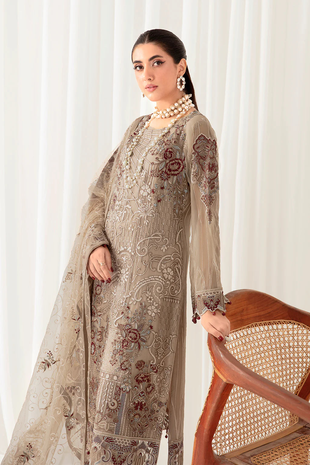 Light Brown Rangoon by Ramsha Chiffon Ladies Suit