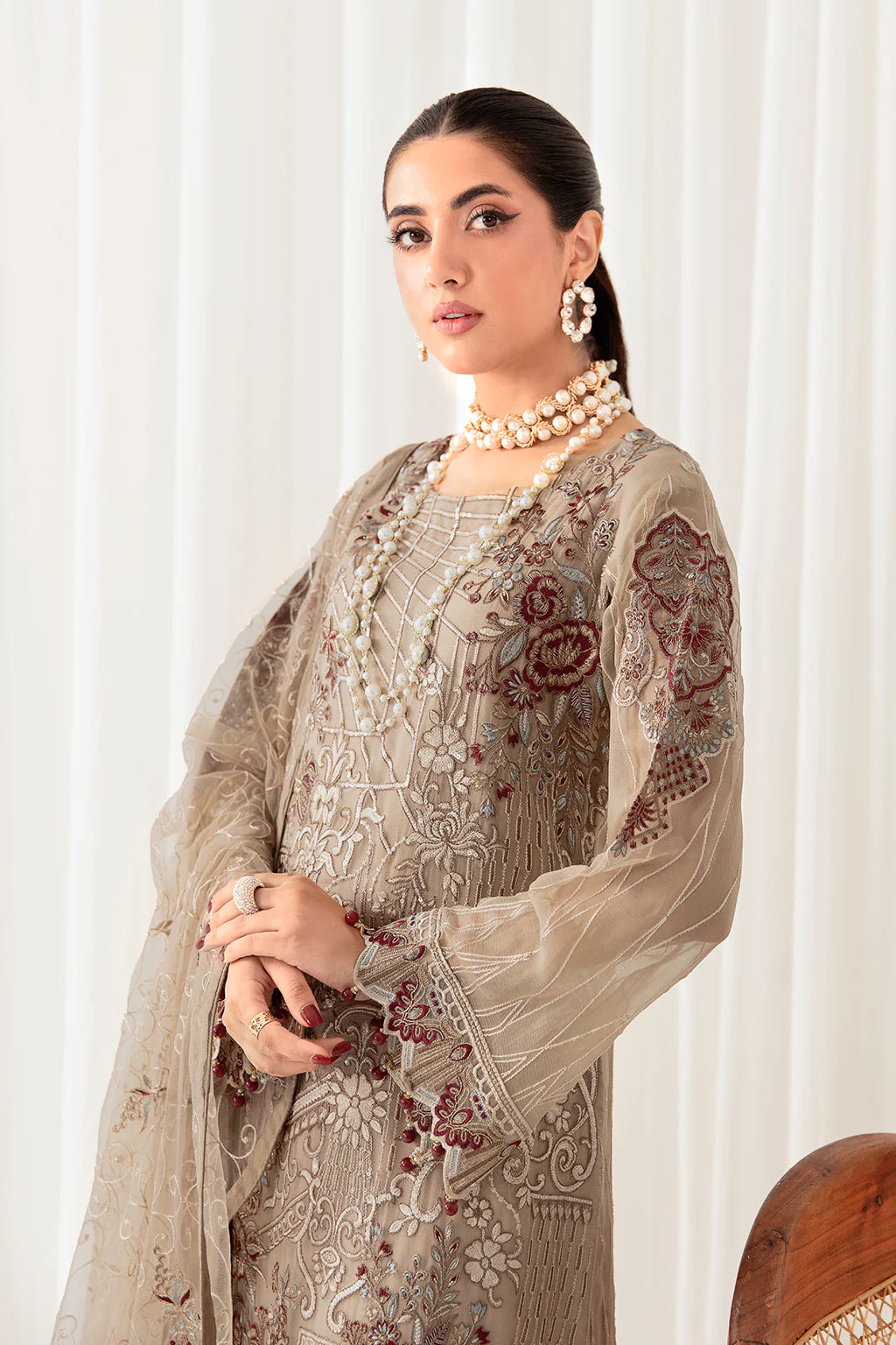 Light Brown Rangoon by Ramsha Chiffon Ladies Suit
