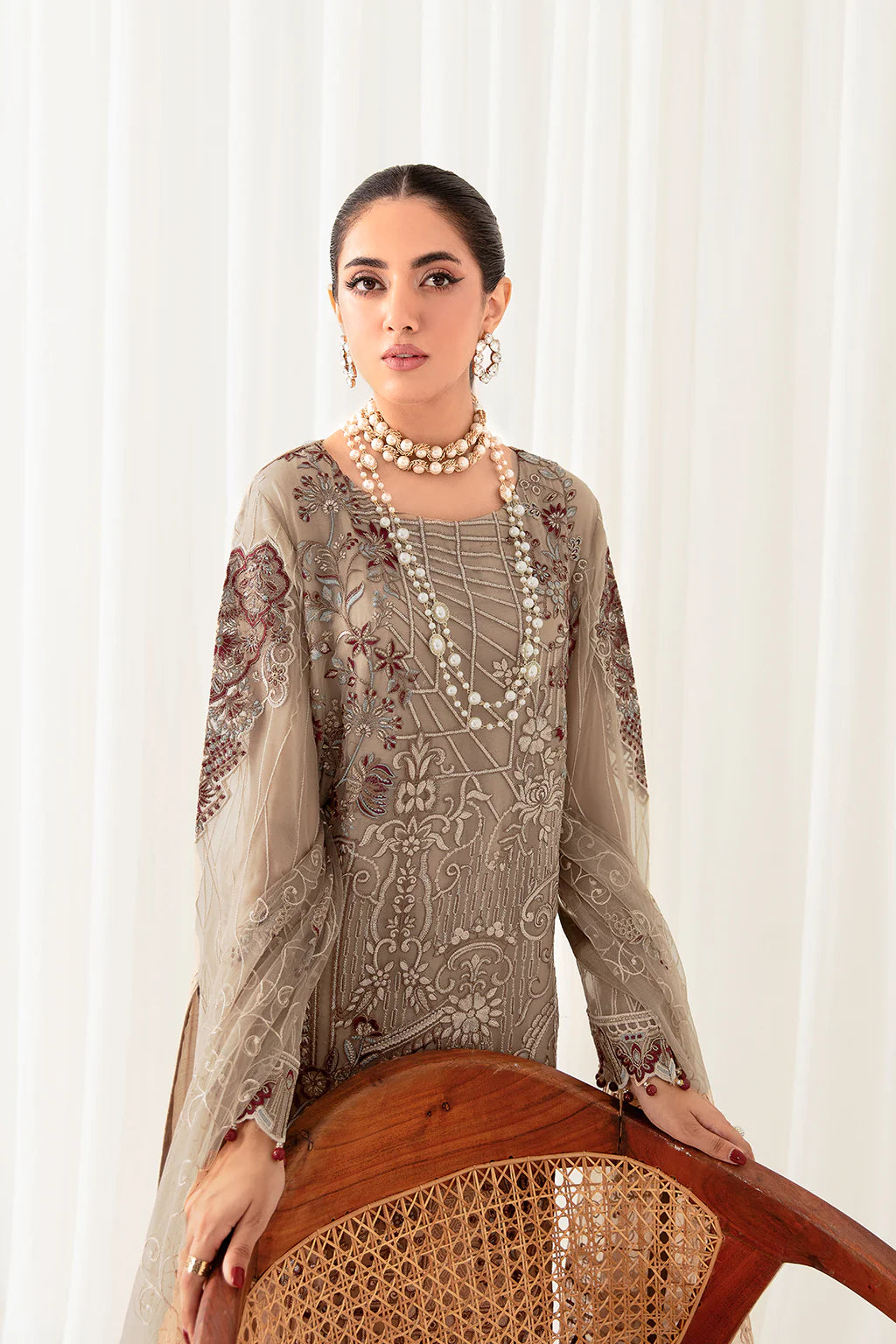 Light Brown Rangoon by Ramsha Chiffon Ladies Suit