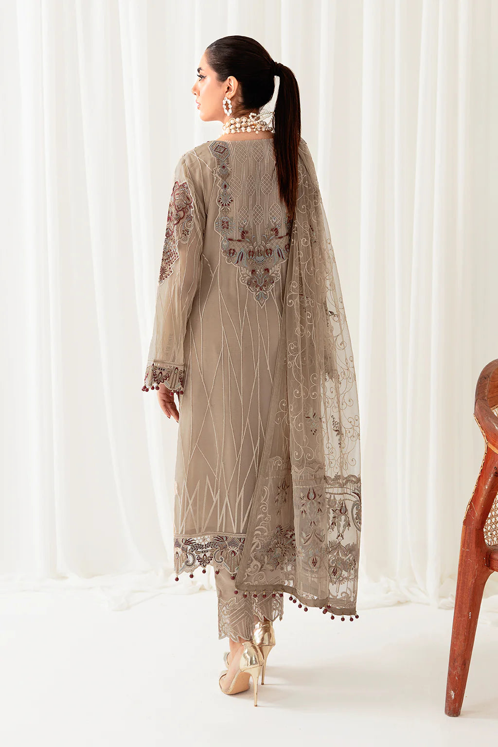 Light Brown Rangoon by Ramsha Chiffon Ladies Suit