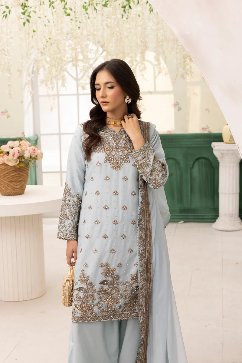 Light Blue 'Nida Lux' Chiffon Ladies Suit