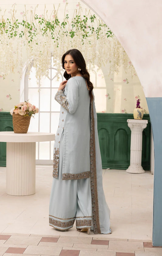 Light Blue 'Nida Lux' Chiffon Ladies Suit