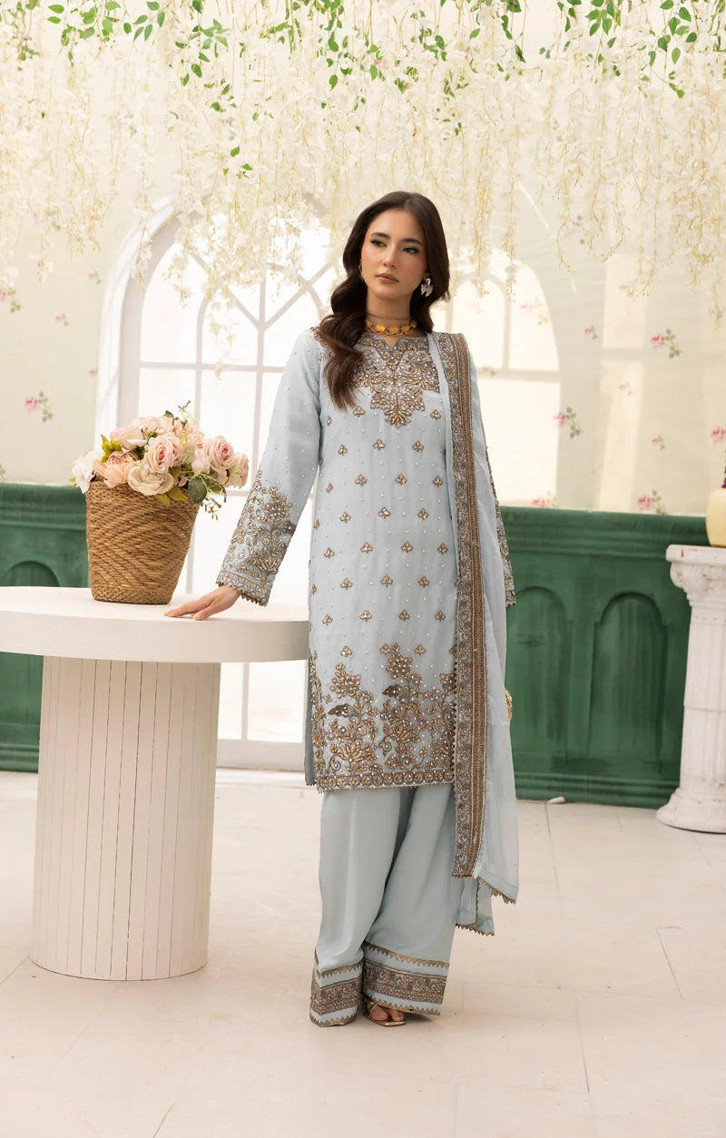 Light Blue 'Nida Lux' Chiffon Ladies Suit