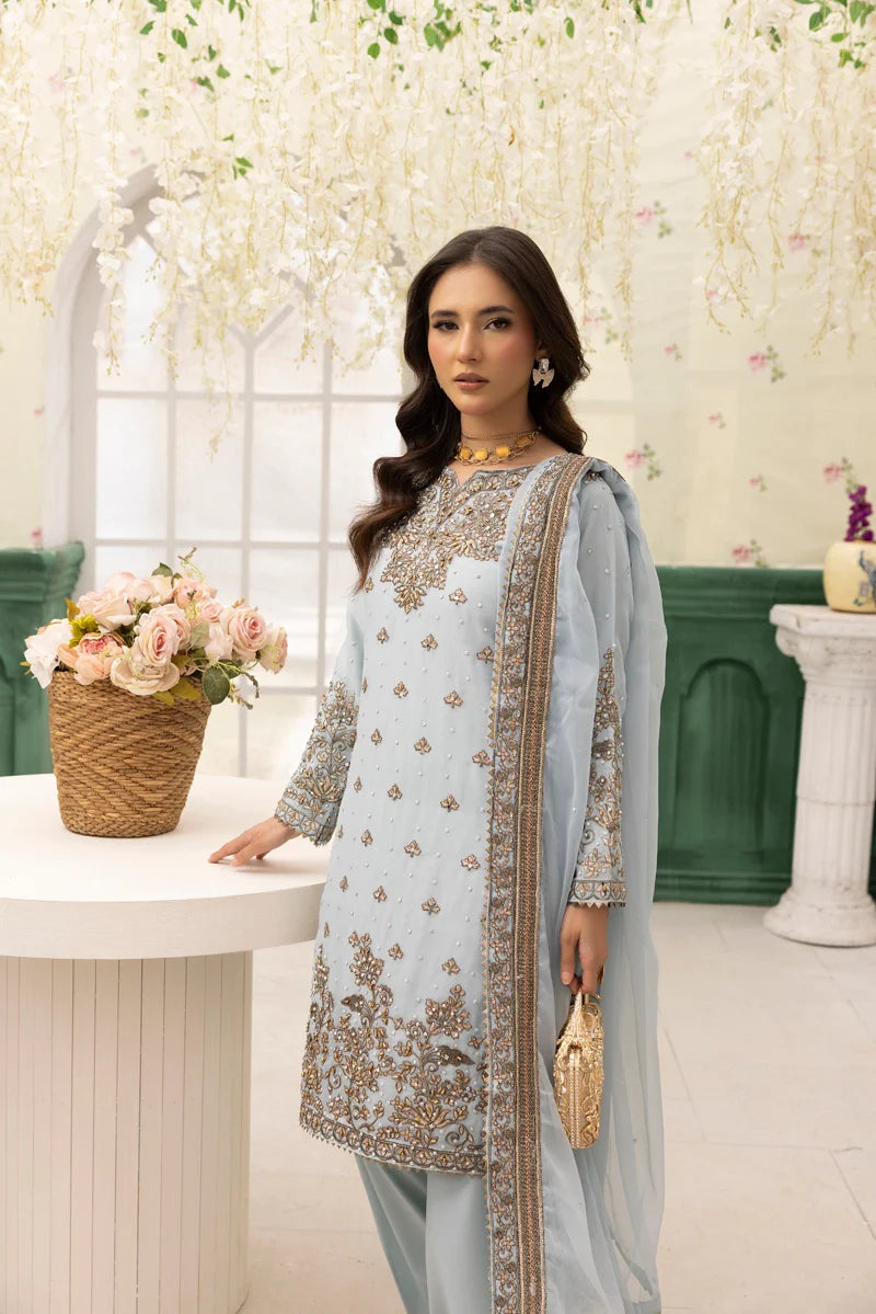 Light Blue 'Nida Lux' Chiffon Ladies Suit