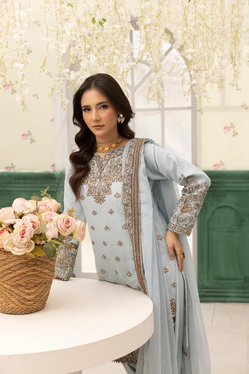 Light Blue 'Nida Lux' Chiffon Ladies Suit