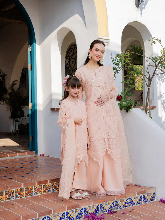 Light Pink 'Aurea' Jacquard Girls Suit