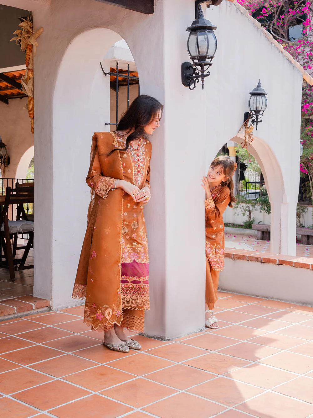 Orange Brown 'Aurea' Jacquard Ladies Suit