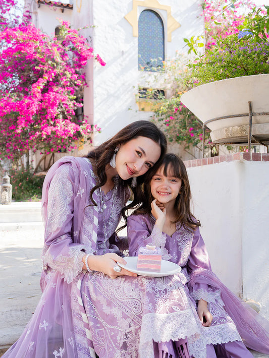 Lilac Purple 'Aurea' Jacquard Girls Suit