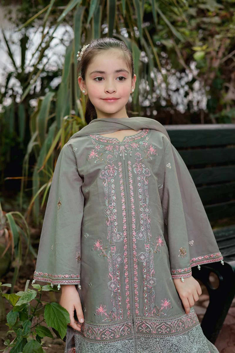 Grey Luxury Lawn Girls Suit