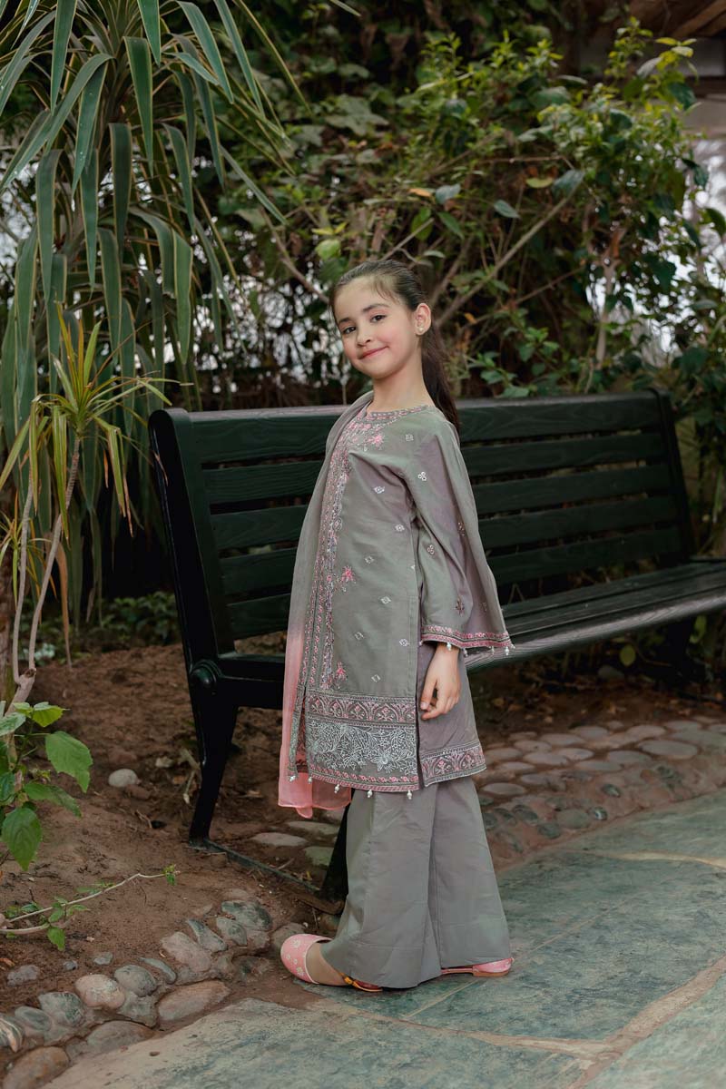 Grey Luxury Lawn Girls Suit