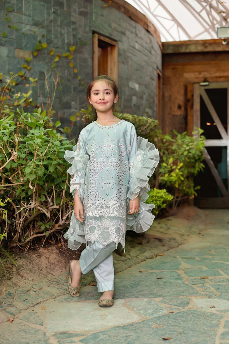 Light Teal Blue Luxury Lawn Girls Suit