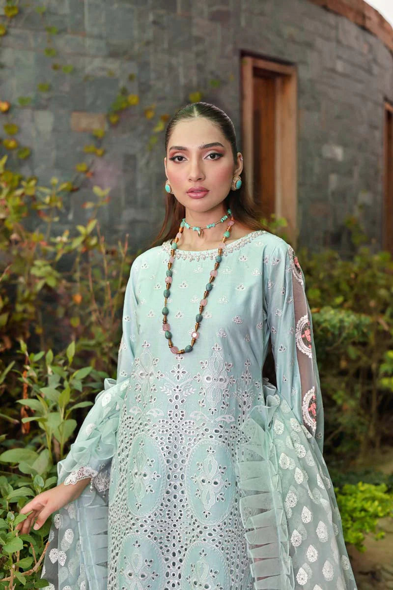 Light Teal Blue Luxury Lawn Ladies Suit