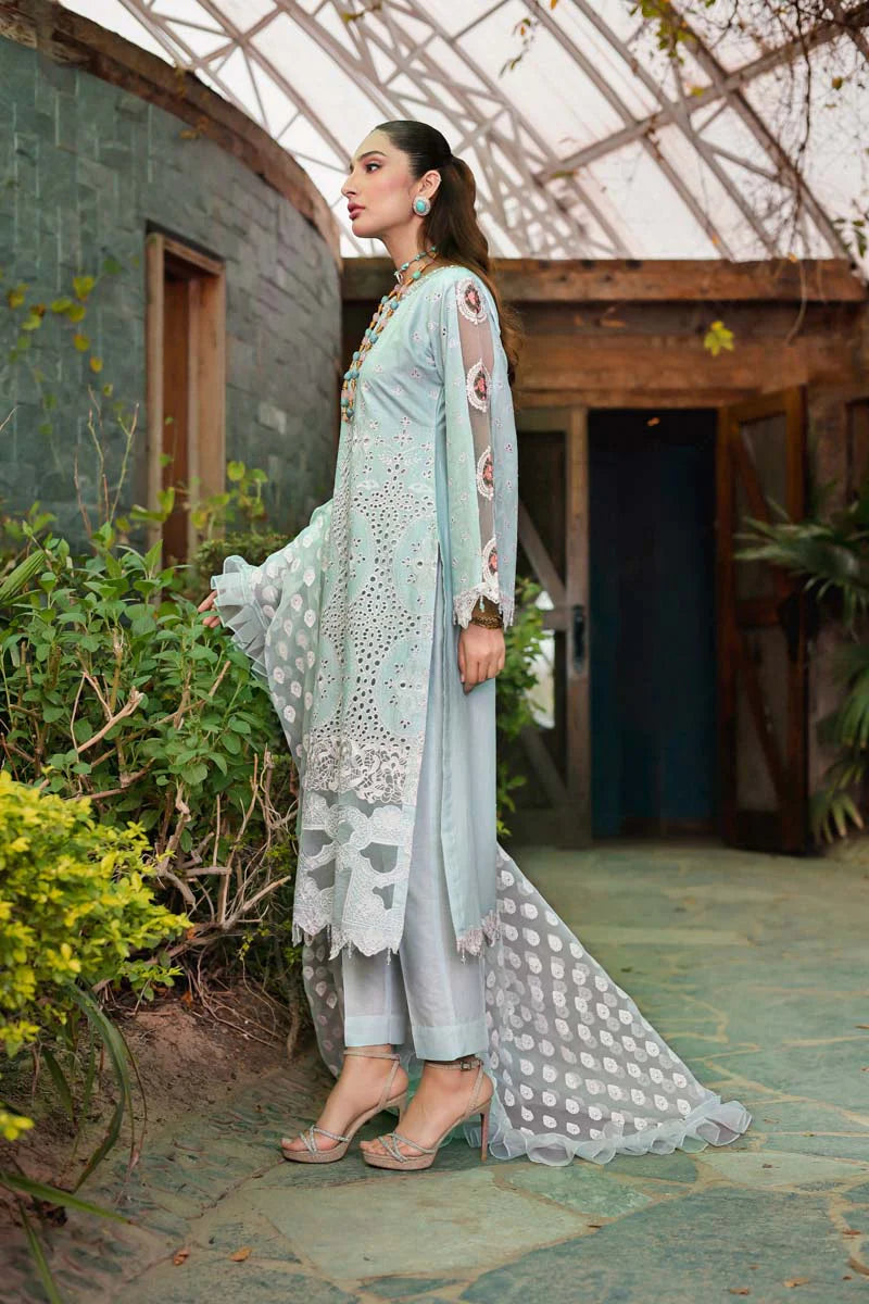 Light Teal Blue Luxury Lawn Ladies Suit