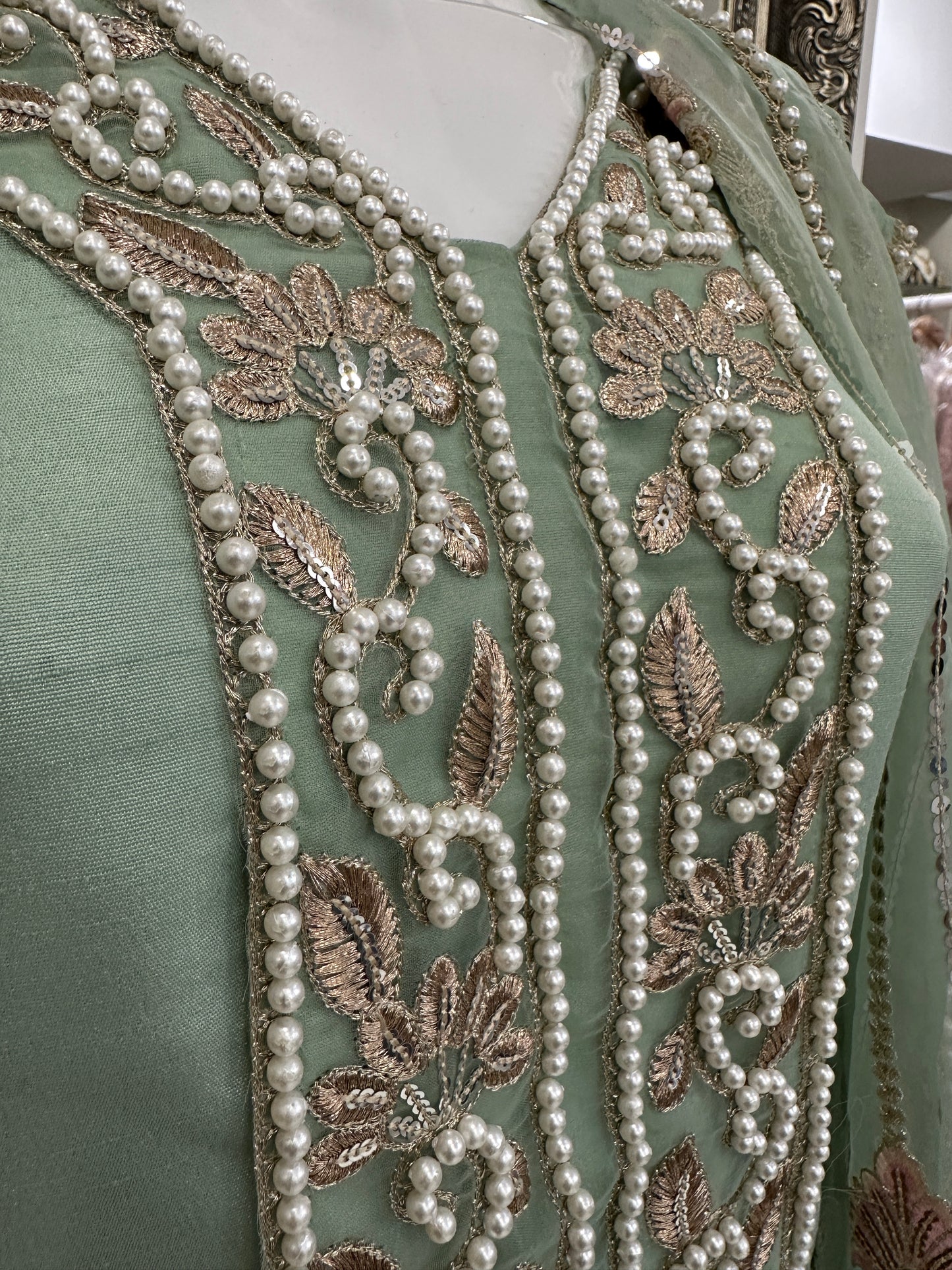 Mint Green Silk Ladies Suit