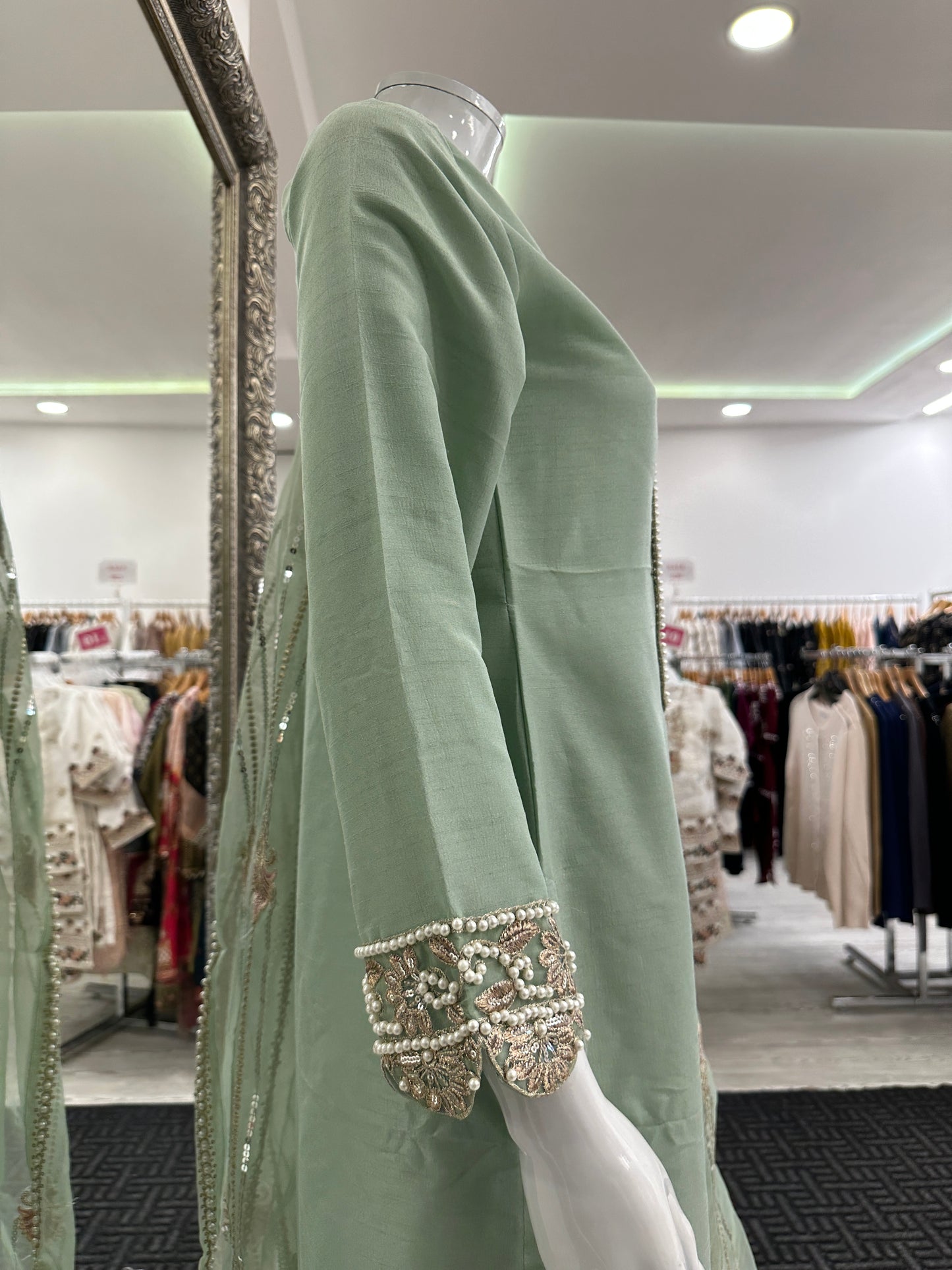Mint Green Silk Ladies Suit