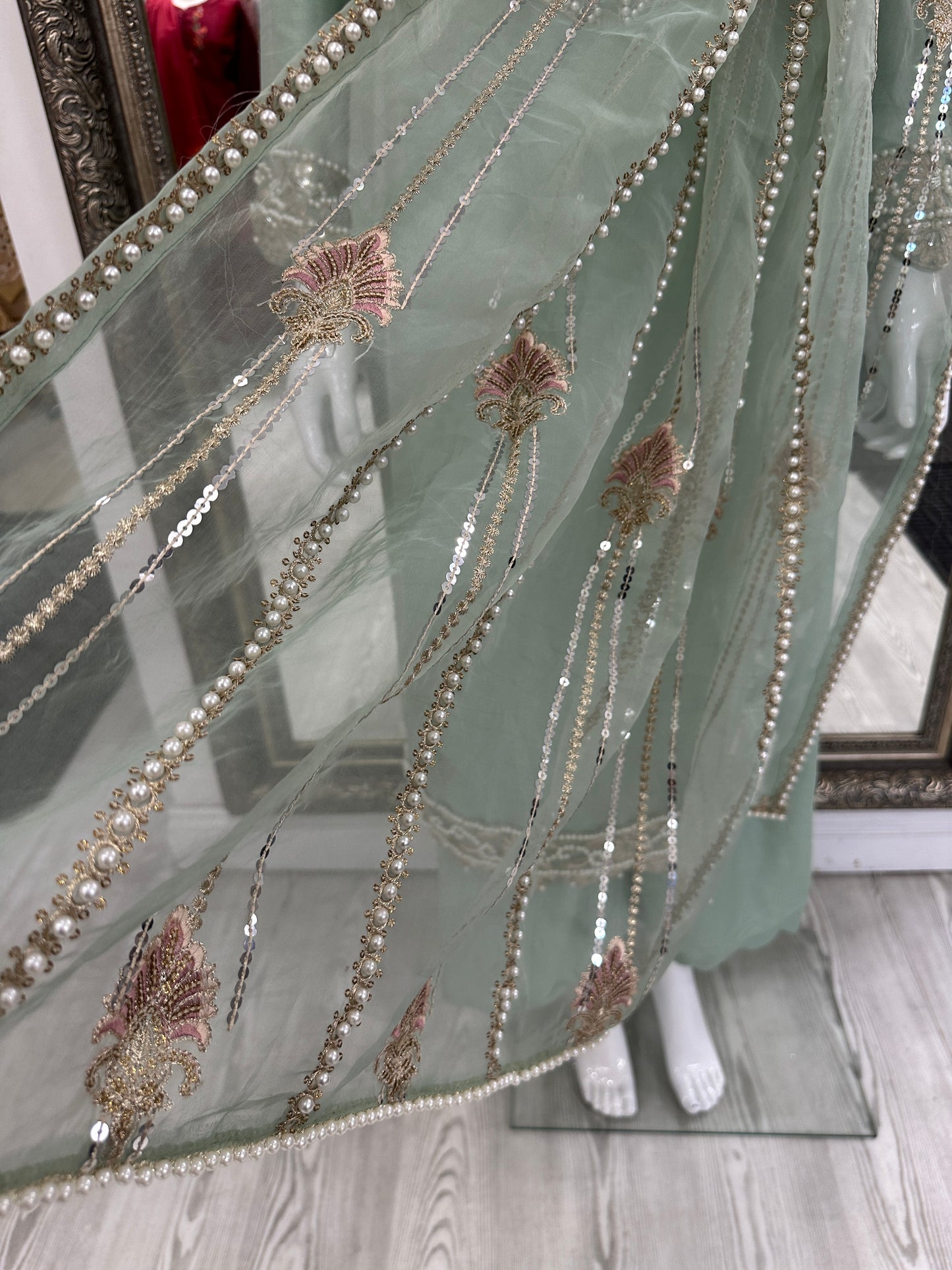 Mint Green Silk Ladies Suit