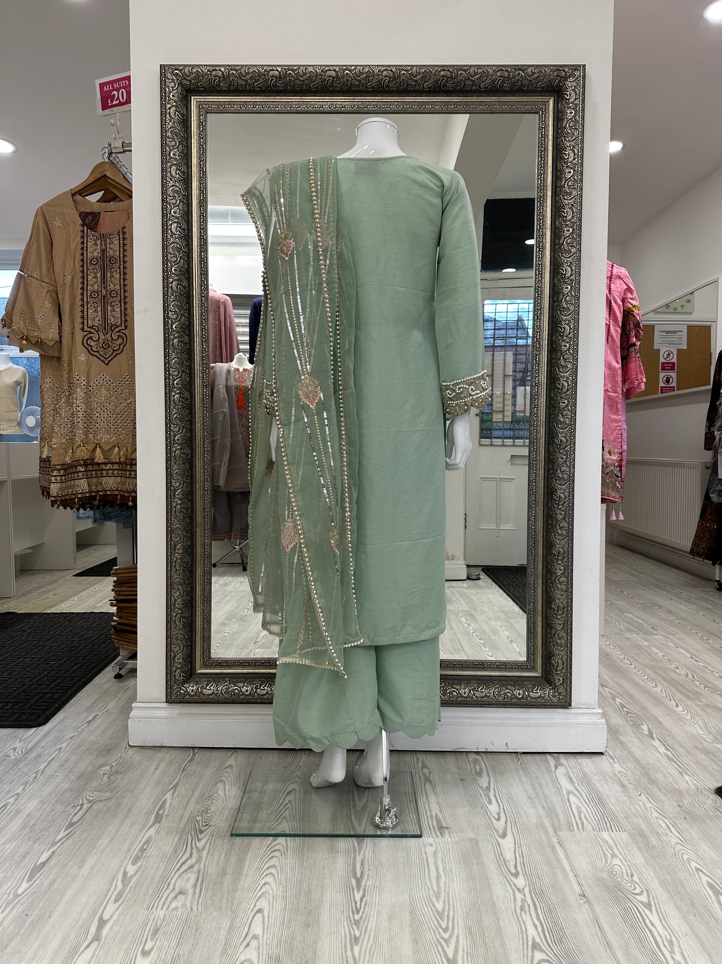 Mint Green Silk Ladies Suit
