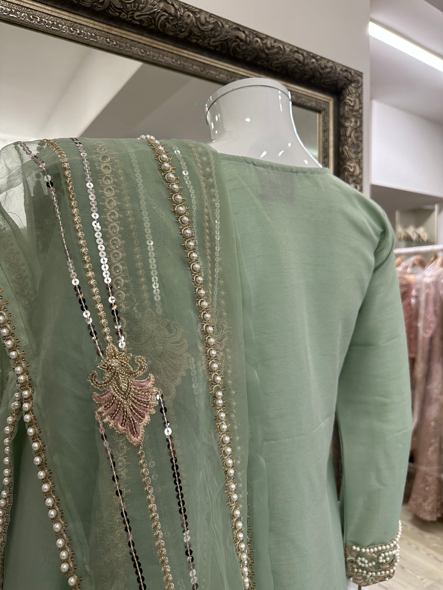Mint Green Silk Ladies Suit