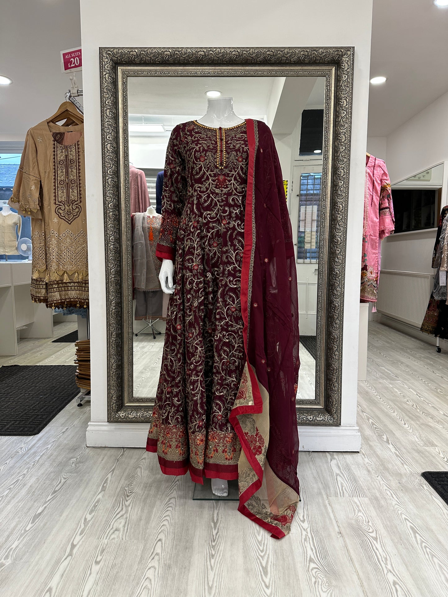 Maroon Luxury Chiffon Ladies Suit