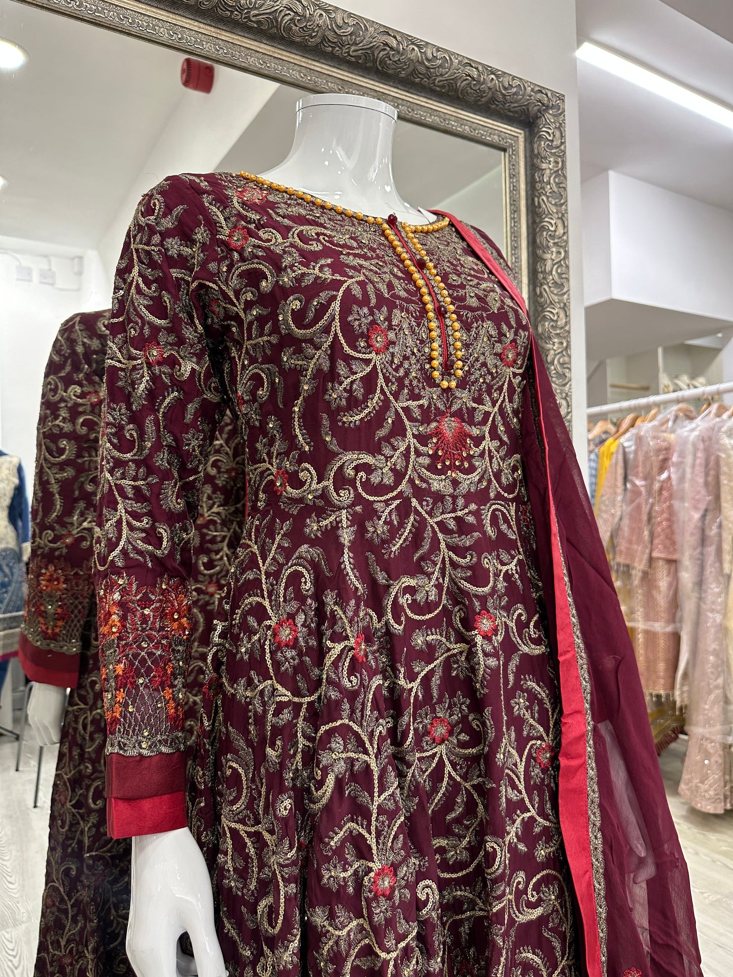 Maroon Luxury Chiffon Ladies Suit