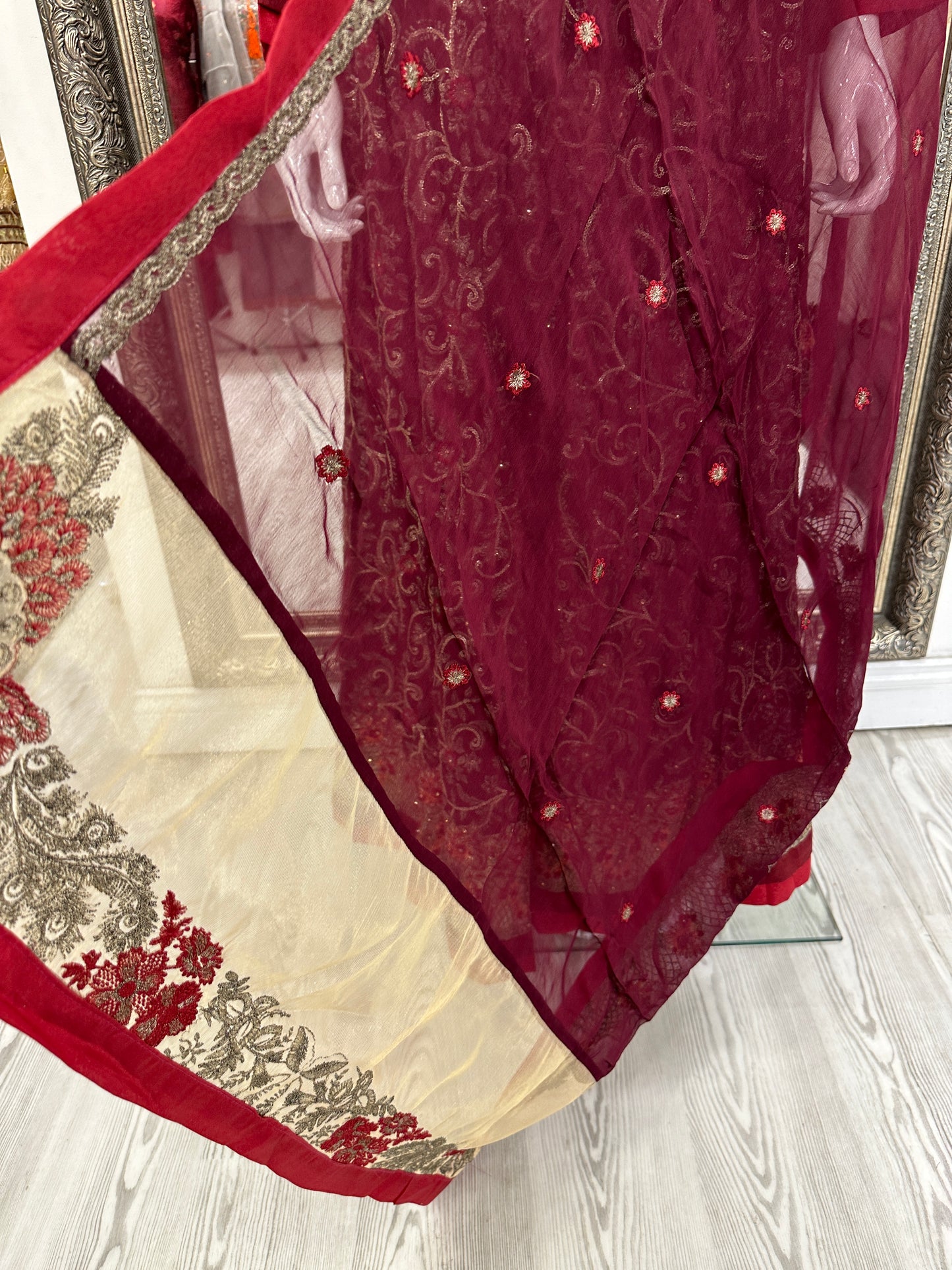 Maroon Luxury Chiffon Ladies Suit