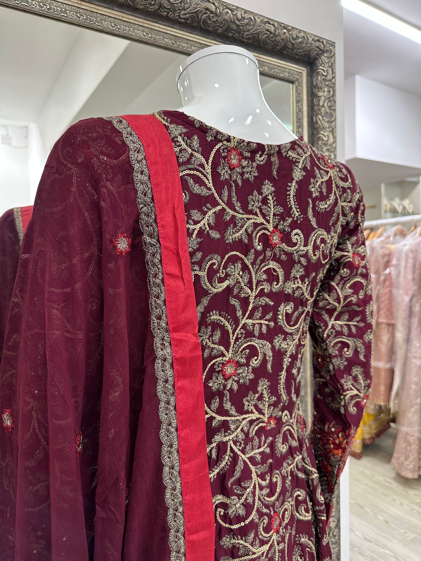 Maroon Luxury Chiffon Ladies Suit