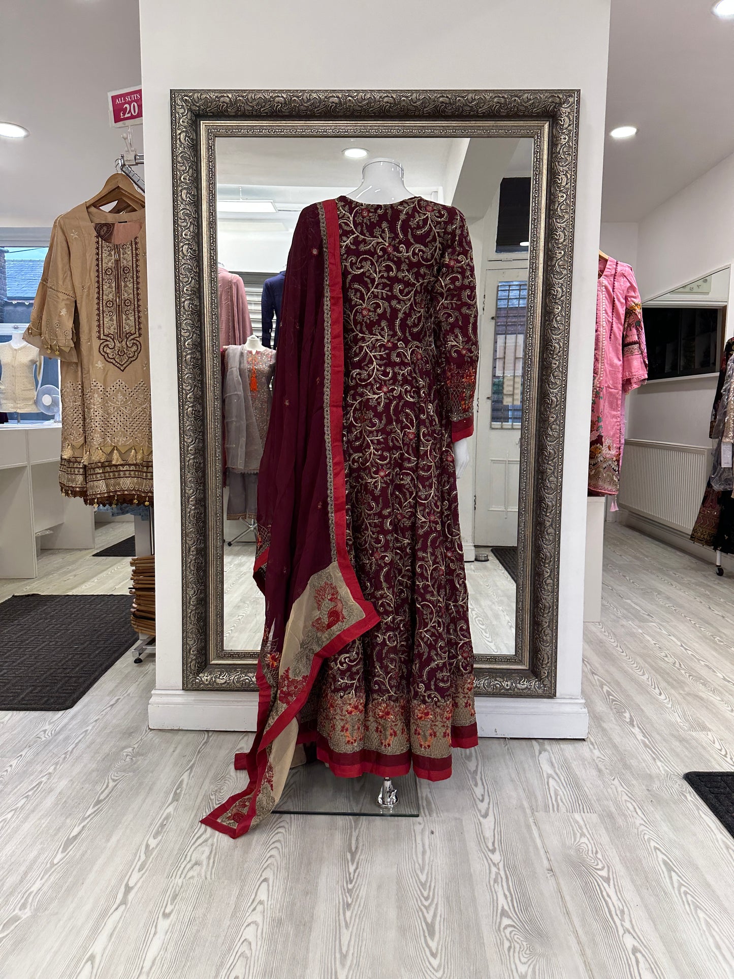 Maroon Luxury Chiffon Ladies Suit