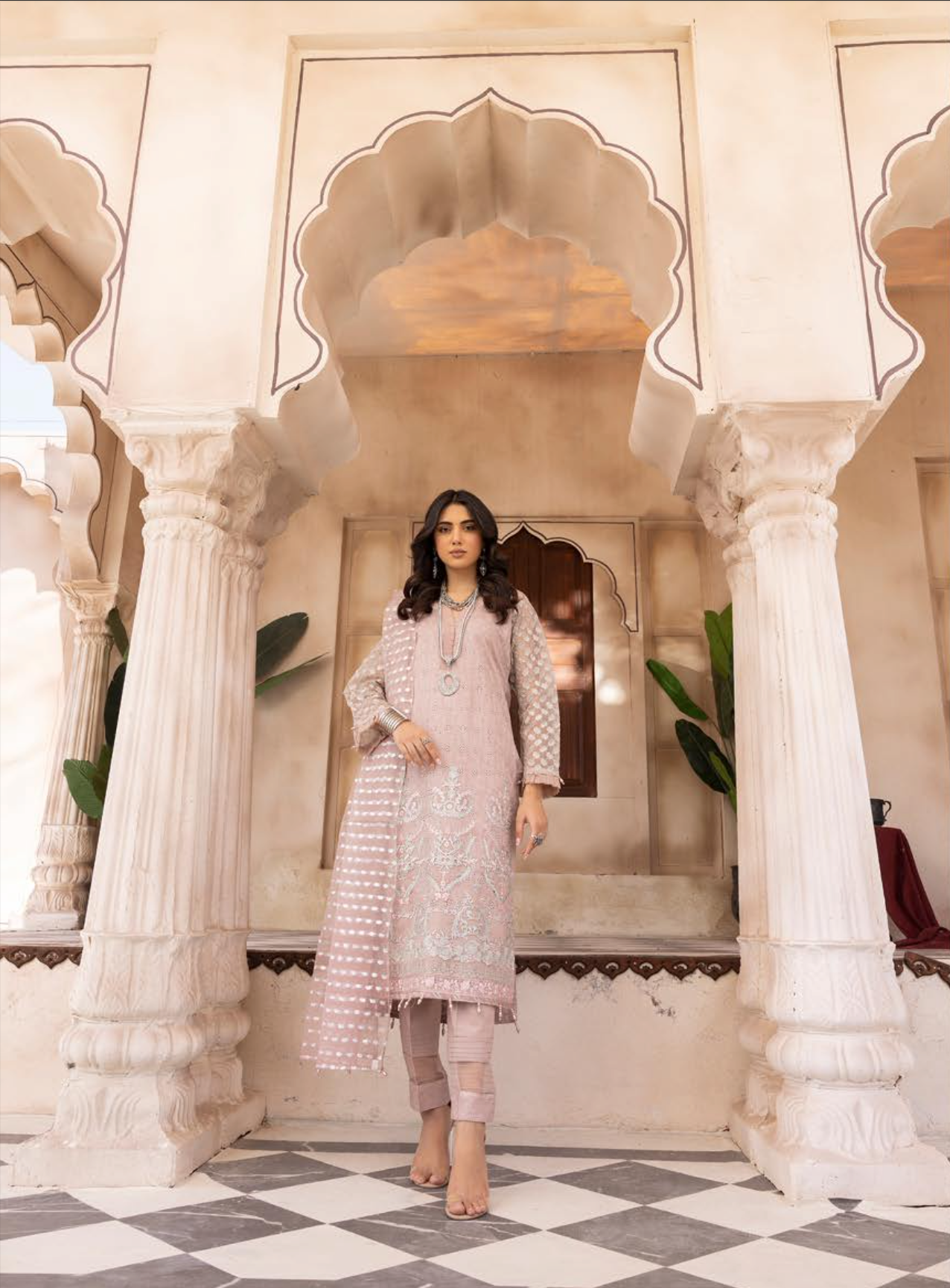 Dusty Pink Chikankari Ladies Suit
